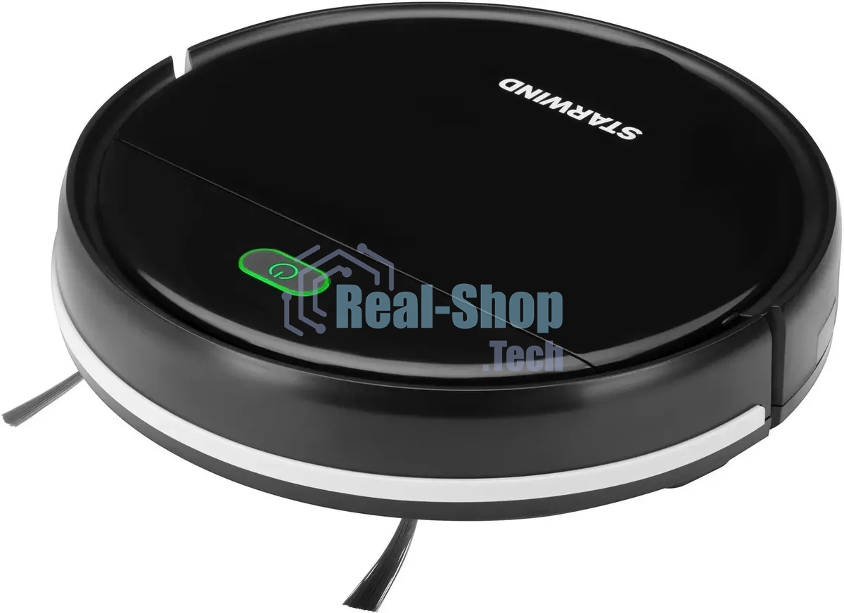 Робот-пылесос Starwind SRV3950 черный, 18 Вт, 1500 мА·ч Li-Ion, уборка влажная/сухая, пылесборник контейнер 0.2 л