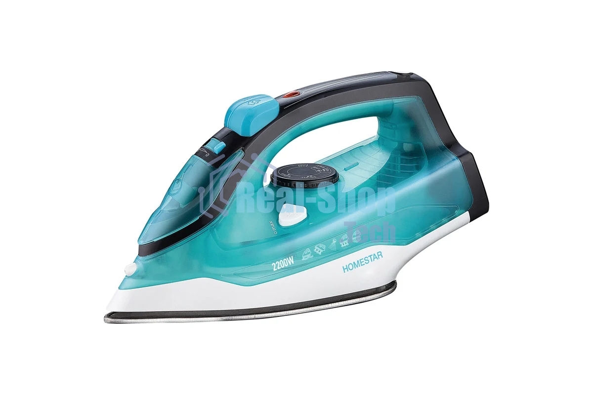 Утюг HOMESTAR HS-4011 бирюзовый, 2200 Вт, пар, подошва нержавеющая сталь, антинакипь, капля стоп