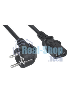 Кабель питания компьютера Cabeus PC-186-VDE-5M IEC 320 C13, вилка Schuko, 5 м, 10А, черный