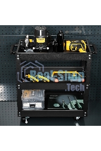 Тележка инструментальная трехсекционная на колесах Deli DL433013 510x260x580мм, до 90кг, толщина полки 0,6мм, толщина стойки 1мм