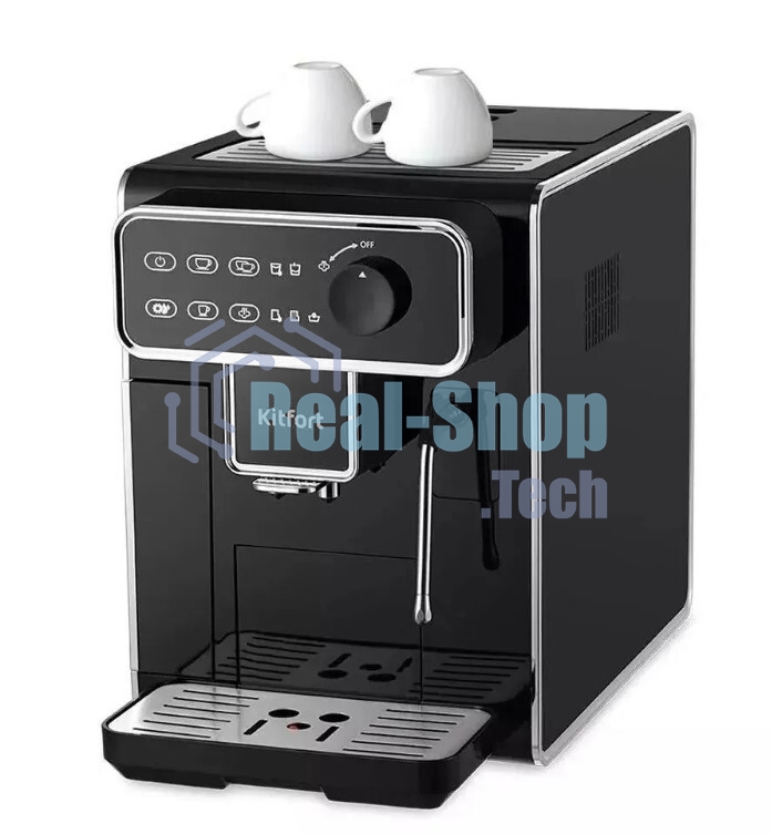 Кофемашина автоматическая Kitfort КТ-7256 черный/нержавеющая сталь, исп. кофе - зерновой, 1.5 л, 1350 Вт, 15 бар