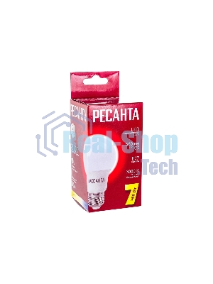 Лампа светодиодная Ресанта LL-R-A60-7W-230-3K-E27 груша, 7 Вт, тепл., Е27