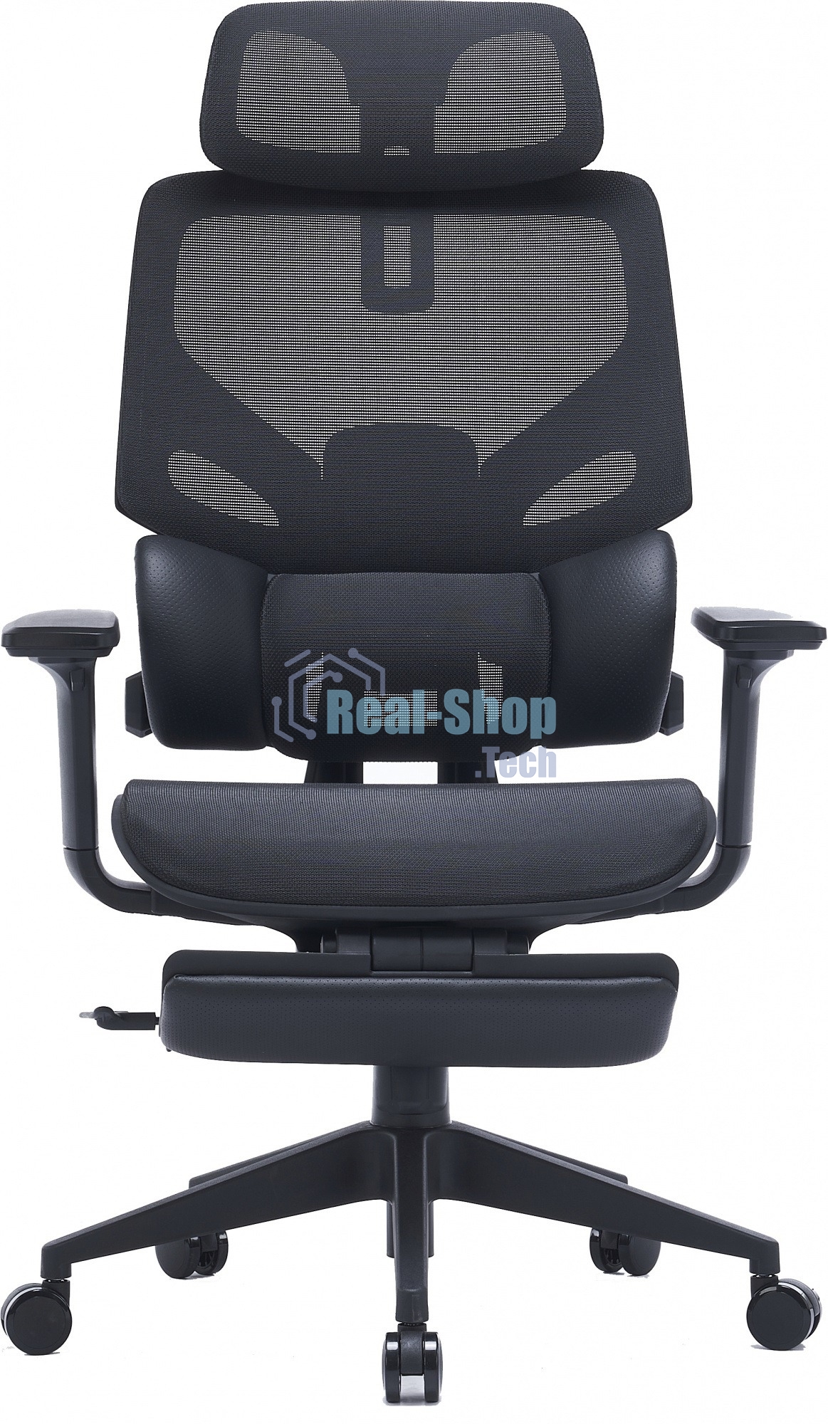 Кресло компьютерное Cactus CS-CHR-MC01-BK черный, сетка, эко.кожа, с подголов. крестов. пластик