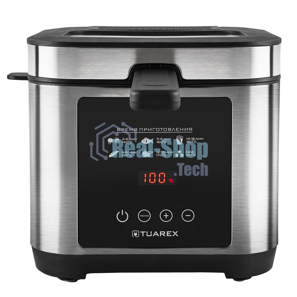 Фритюрница электрическая Tuarex AG-3501 черный/стальной, мощность 2000 Вт, сенсорное управление, объем масла 2,5 л, регулир. темп, 4 шт/уп.