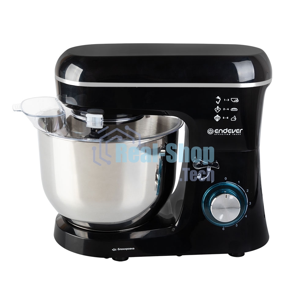 Миксер планетарный Endever Sigma-120, черный, мощность 1800 Вт, объем чаши 6 л, планетарная система смешивания, 2 шт/уп.