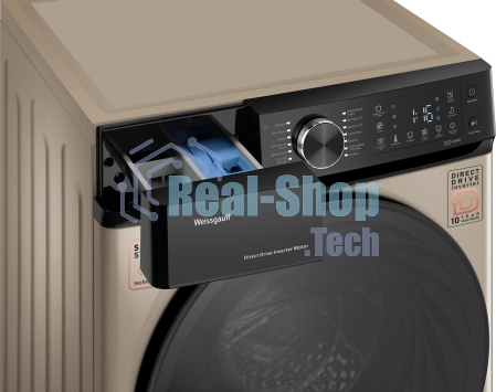 Стиральная машина Weissgauff WM 59411 Direct Drive Inverter Steam Champagne золотистая, загрузка фронтальная 11кг, 1400 об/мин., класс: A+++
