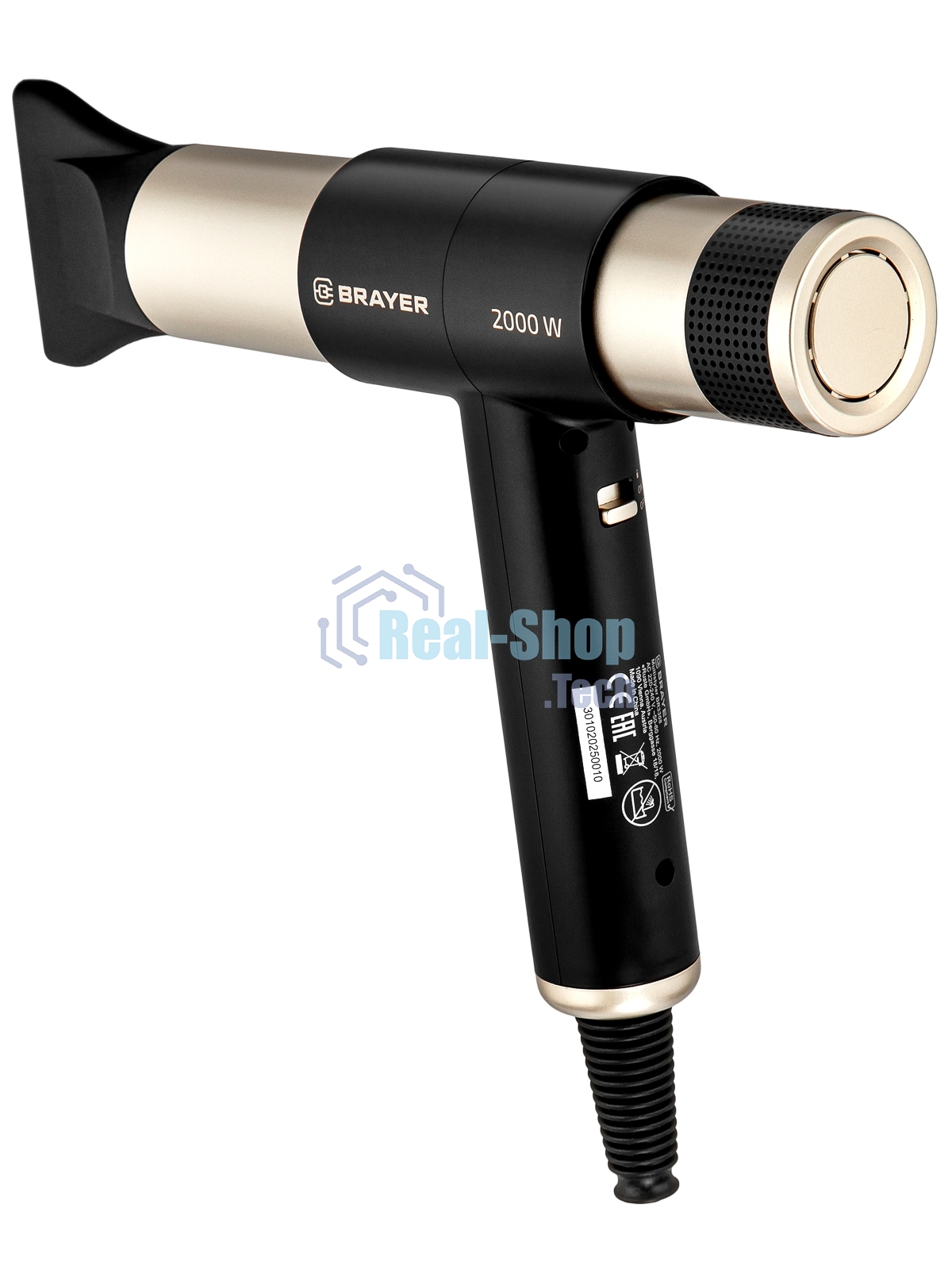 Фен-мультистайлер BRAYER BR3308 черный/золотистый, 2000 Вт, 25/32 мм