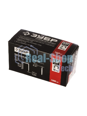 Скобы для степлера плоские Зубр 10 мм тип 53F, 5000 шт