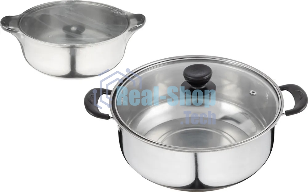 Кастрюля Promo, объем 2,9 л, из нержавеющей стали с крышкой из жаропрочного стекла 104615