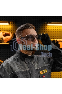 Очки защитные Denzel открытые, поликарбонатные, увеличенная дымчатая линза, регулируемые дужки