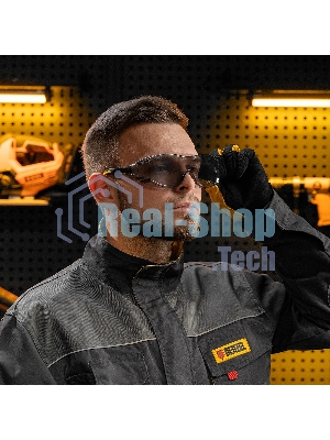 Очки защитные Denzel открытые, поликарбонатные, увеличенная дымчатая линза, регулируемые дужки