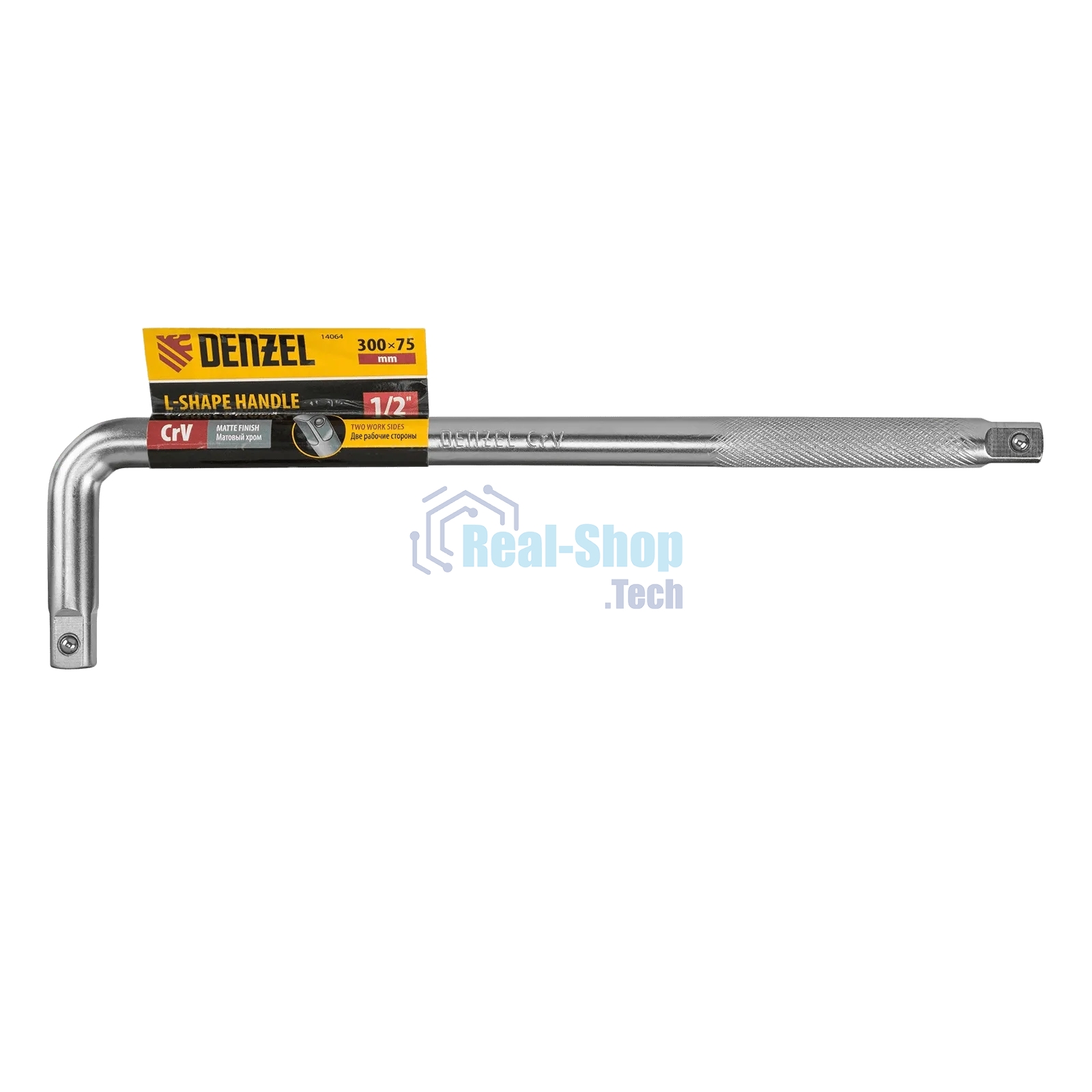Вороток Г-образный Denzel 300x75 мм, квадрат 1/2