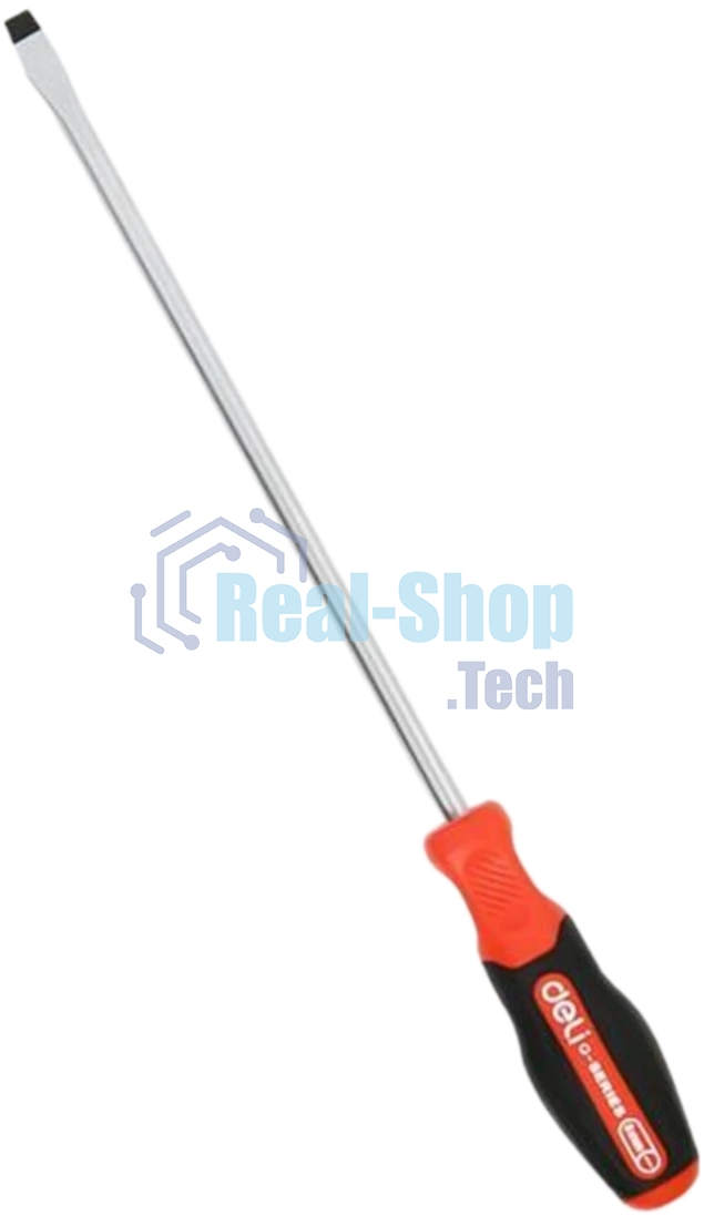 Отвертка шлицевая Deli DL3452 SL8x250мм сталь S2, матовый стержень, двухкомпонентная прорезиненная рукоять