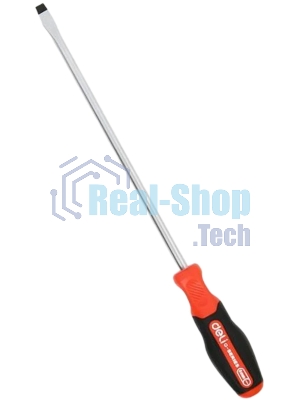 Отвертка шлицевая Deli DL3452 SL8x250мм сталь S2, матовый стержень, двухкомпонентная прорезиненная рукоять