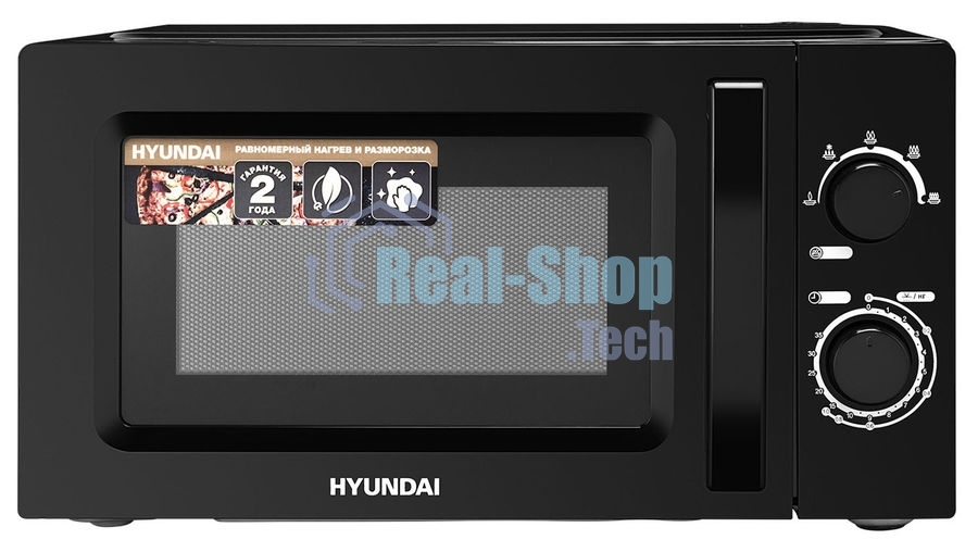 Микроволновая печь Hyundai HYM-M2008 черный, 20 л, 700 Вт, переключатели - поворотный механизм