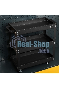 Тележка инструментальная трехсекционная на колесах Deli DL433013 510x260x580мм, до 90кг, толщина полки 0,6мм, толщина стойки 1мм