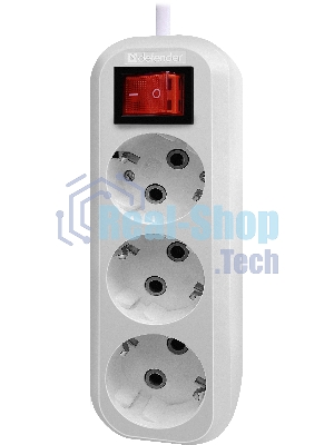 Удлинитель с заземлением Defender L330 16 А,1.5 м, заземление, выключатель