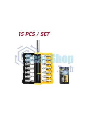 Набор бит 14 шт c держателем Deli DL251201 (SL4,SL5,SL6,PH0,PH1,PH2,PH3,T15,T20,T25,H5,H6,PZ1,PZ2), сталь S2, пласт.держатель