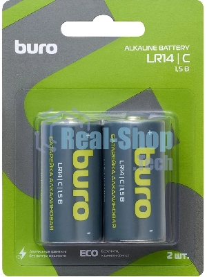 Батарея Buro Alkaline LR14 C 7500mAh (2шт) блистер, 1.5 В