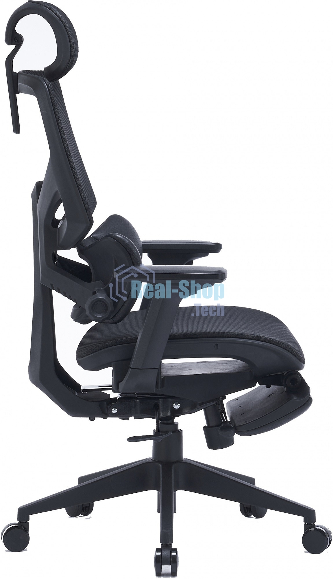 Кресло компьютерное Cactus CS-CHR-MC01-BK черный, сетка, эко.кожа, с подголов. крестов. пластик