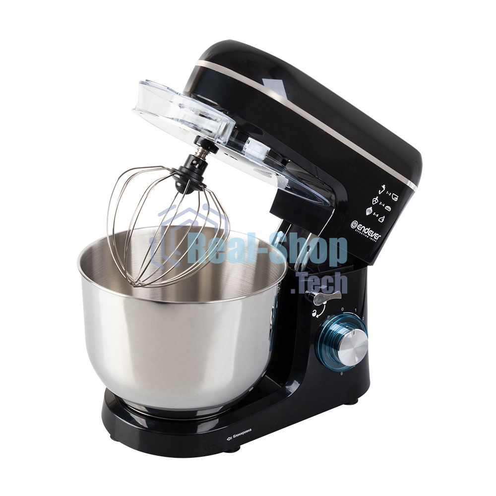Миксер планетарный Endever Sigma-120, черный, мощность 1800 Вт, объем чаши 6 л, планетарная система смешивания, 2 шт/уп.