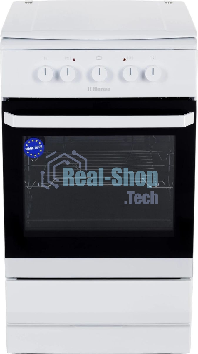 Плита электрическая Hansa FCEW53000 белый, конфорок 4 шт, духовка 68 л, 50 см x 85 см x 60 см