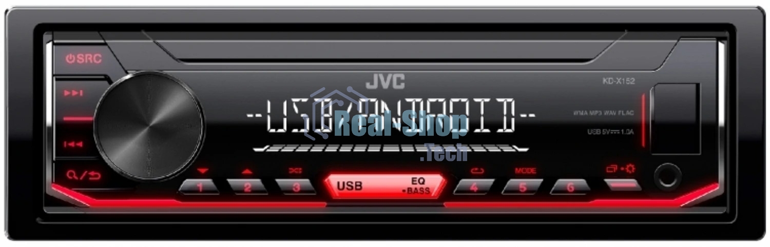 Автомагнитола JVC KD-X152M, 1 DIN, USB Type-A, AUX, съёмная панель