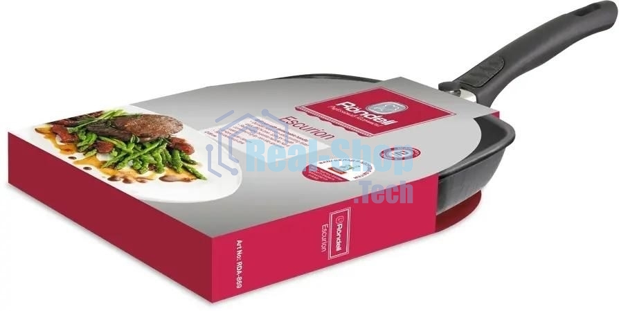 Сковорода-гриль Rondell Escurion RDA-869, 28 см, съемная ручка, без крышки, черный