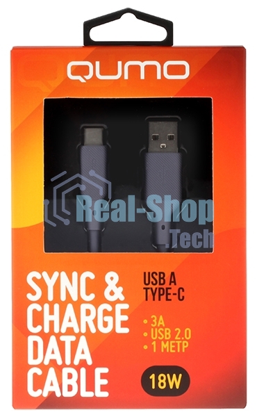 Кабель QUMO 32962 USB-A на Type-C, силиконовый, 1м, 3A, 18W (серый)