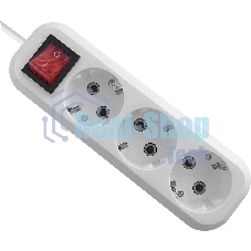 Удлинитель с заземлением Defender L330 16 А,1.5 м, заземление, выключатель