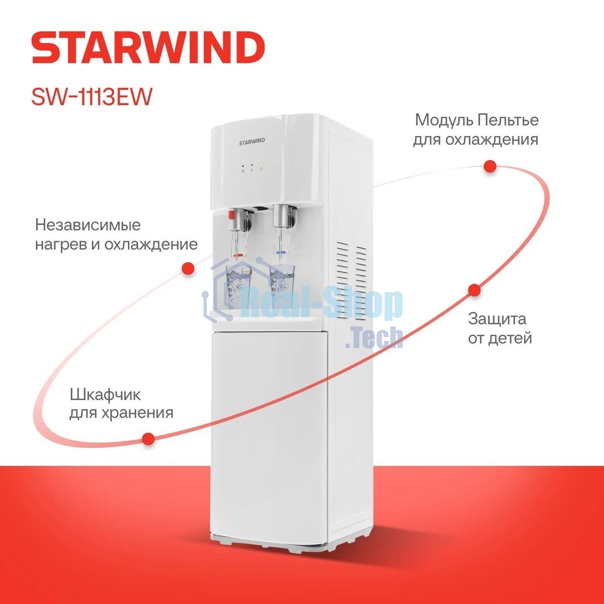 Кулер Starwind SW-1113EW напольный электронный белый