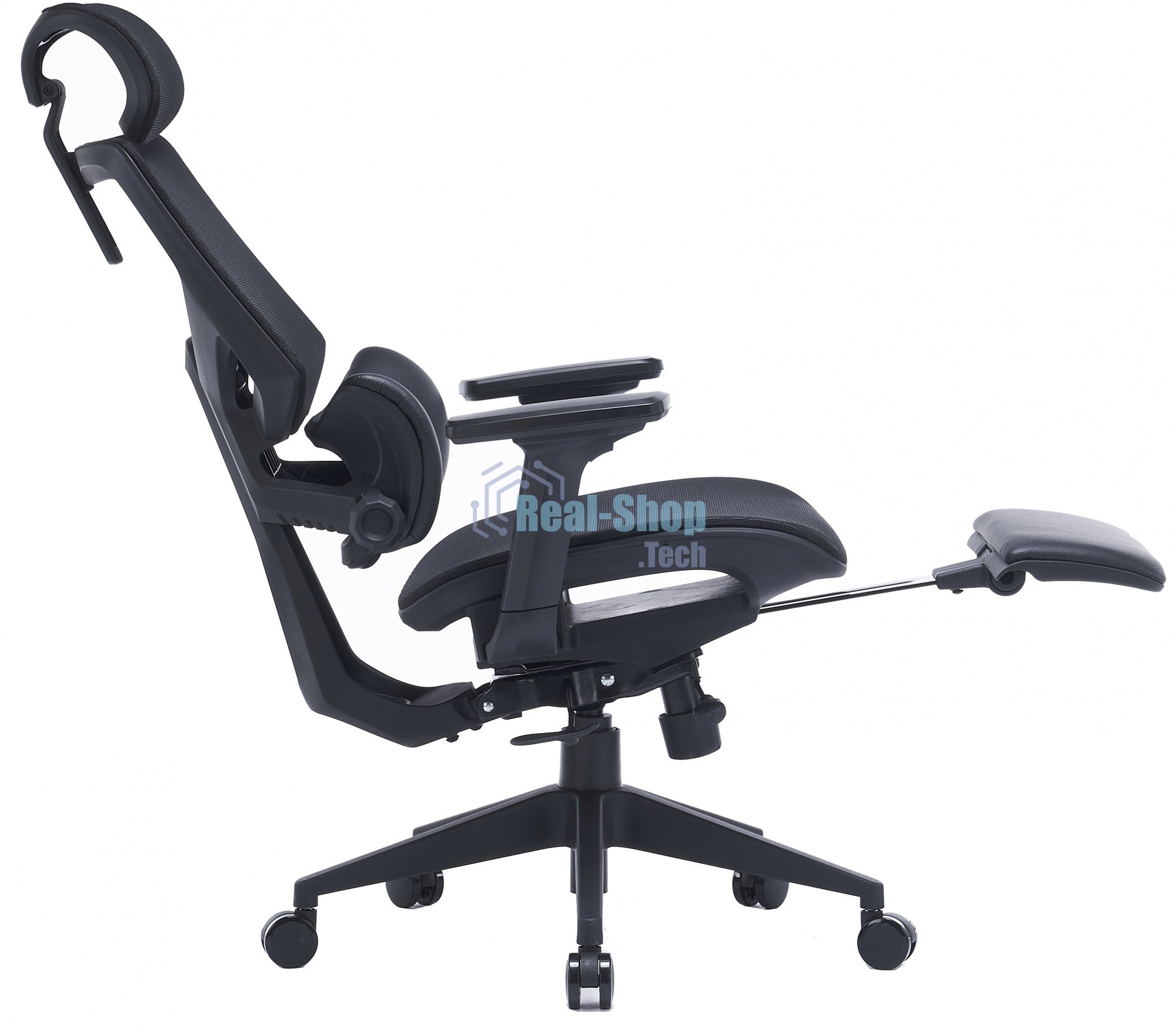 Кресло компьютерное Cactus CS-CHR-MC01-BK черный, сетка, эко.кожа, с подголов. крестов. пластик