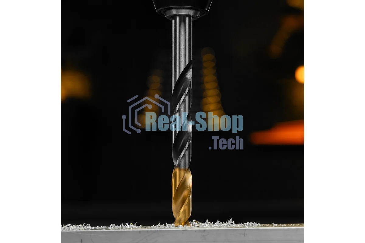 Сверло спиральное по металлу Denzel 12 x 151мм, Р6М5, Golden Tip, многогранная заточка