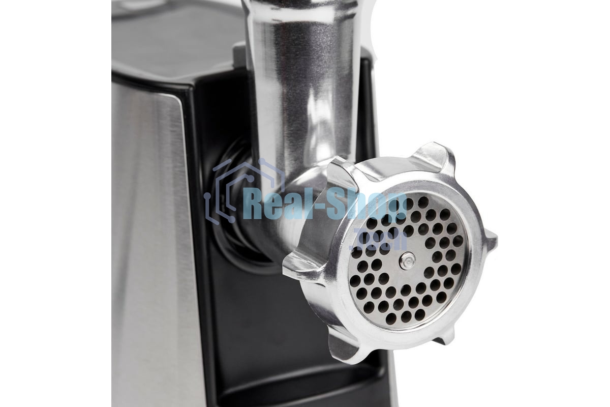 Мясорубка электрическая Centek CT-1617 серый, 2000 Вт, 2.0 кг/мин, реверс, защита от перегрузки, металлический лоток, насадки - 4