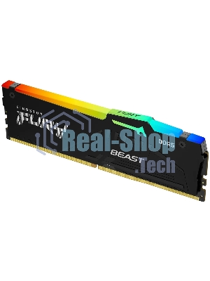 Оперативная память Kingston Fury Beast, DDR5, 16GB (1x16GB), 5200MHz, CL40, DIMM, с радиаторами, RGB, черный