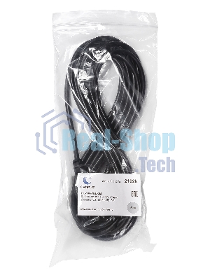 Кабель питания компьютера Cabeus PC-186-VDE-5M IEC 320 C13, вилка Schuko, 5 м, 10А, черный