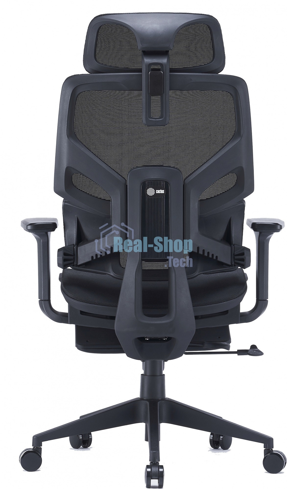 Кресло компьютерное Cactus CS-CHR-MC01-BK черный, сетка, эко.кожа, с подголов. крестов. пластик