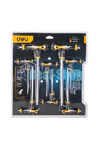 Набор шестигранных ключей с шаром Deli DL233208 8 шт. Материал: CR-V. Спецификация: 2x75 мм/2,5x75 мм/3x100 мм/4x100 мм/5x150 мм/6x150 мм/8x200 мм/10x200 мм Удобная рукоять.