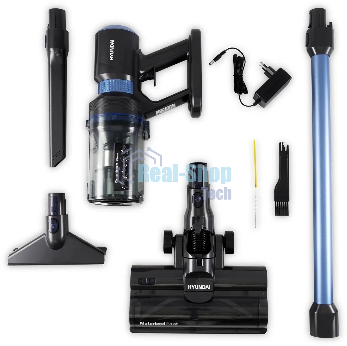 Пылесос ручной Hyundai HYV-S7970 серый/синий 500Вт уборка сухая контейнер