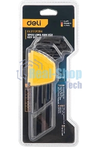 Набор шестигранных ключей Deli DL231209H Материал: CR-V. Спецификация: 1,5,2,2,5,3,4,5,6,8,10мм.