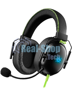 Гарнитура Defender Toxic чёрный, проводная, USB / mini jack 3.5 мм, подсветка