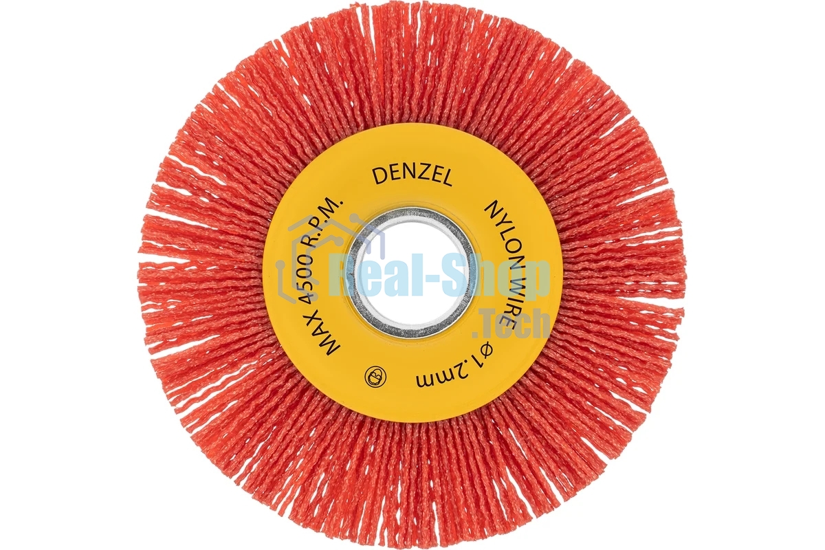 Щетка для УШМ Denzel 125 мм, плоская, нейлоновая щетина, посадка 22,2 мм