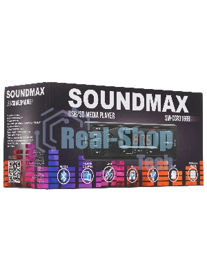 Автомагнитола Soundmax SM-CCR3169B, 1 DIN, Bluetooth, USB Type-A, AUX
