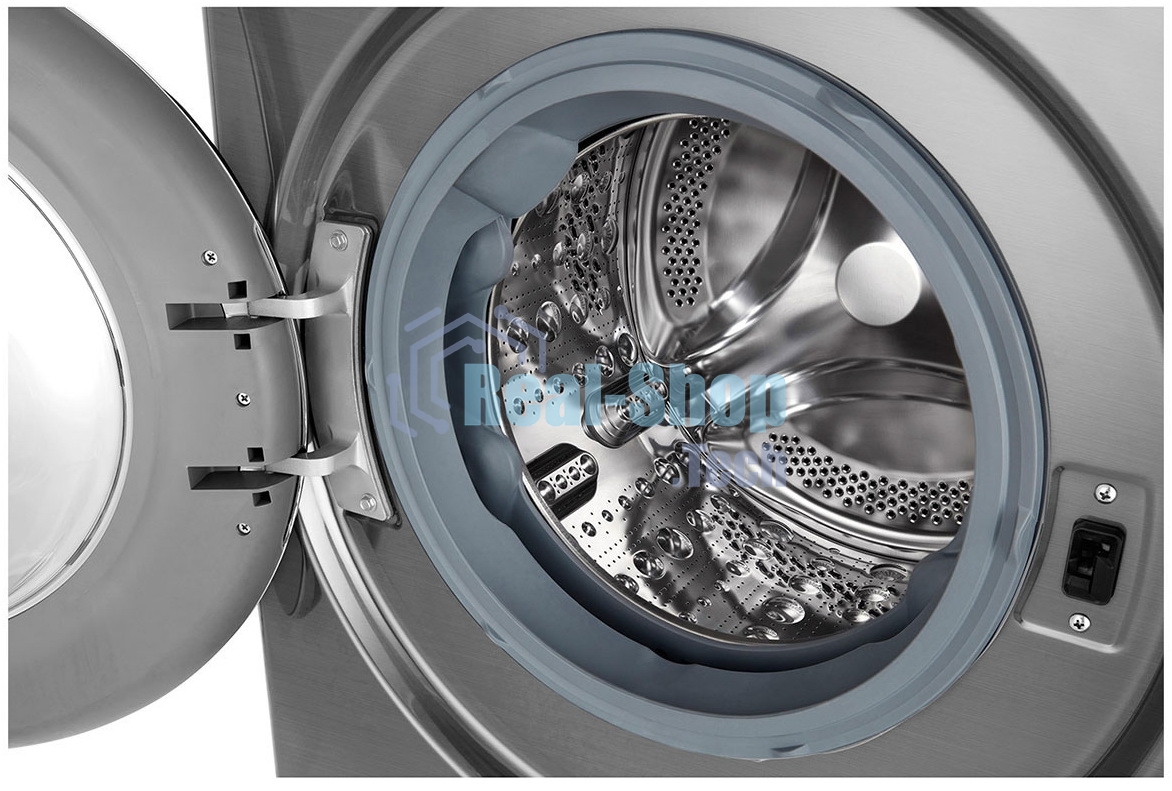 Стиральная машина LG F4V5RYP2T серебристая, загрузка фронтальная 10 кг, 1400 об/мин, класс B