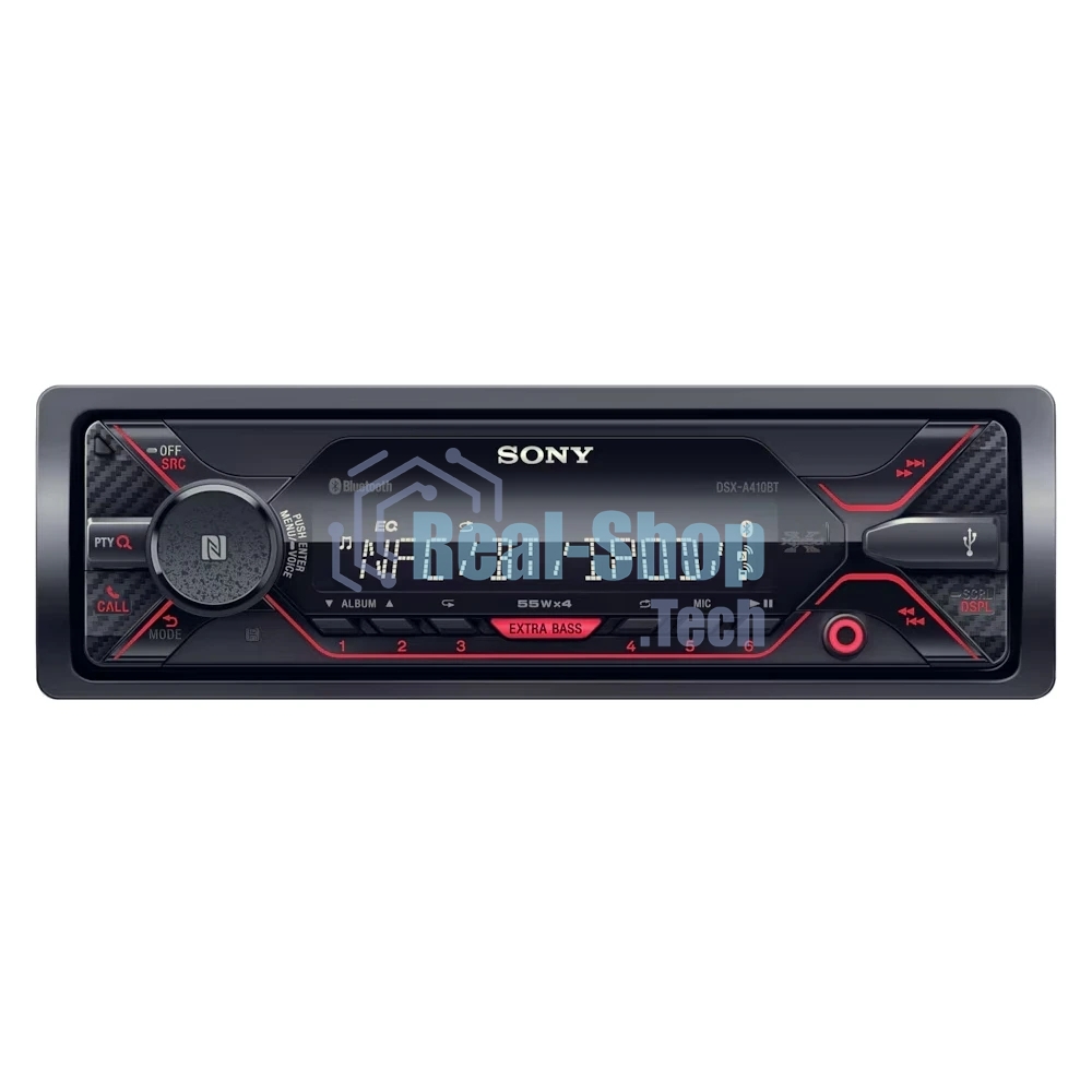 Автомагнитола Sony DSX-A410BT, 1 DIN, Bluetooth, USB Type-A, AUX, съёмная панель