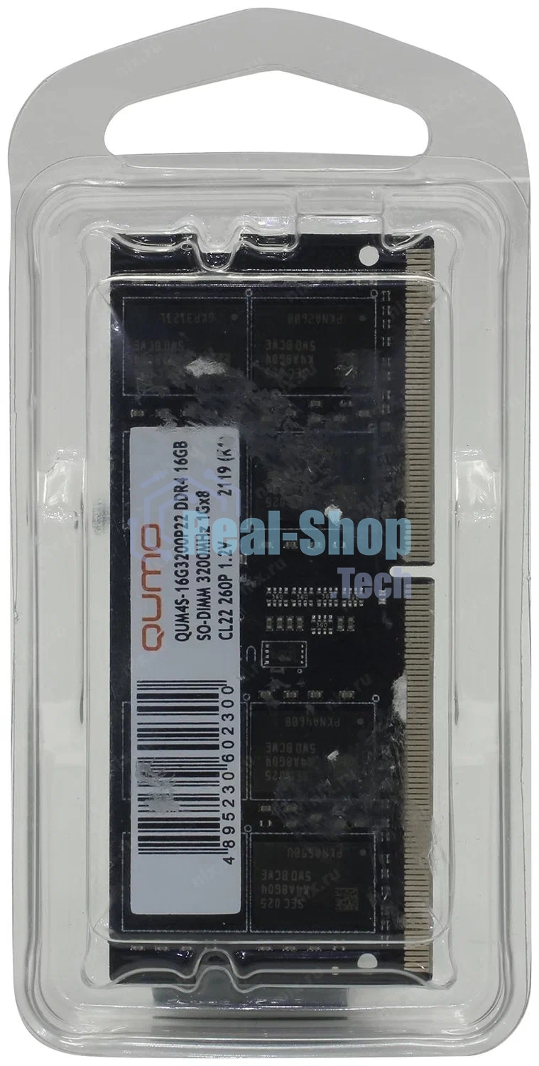 Оперативная память Qumo, DDR4, 16GB (1x16GB), 3200MHz, CL22, SO-DIMM
