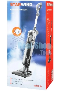 Пылесос паровой вертикальный Starwind SSV9555 темно-серый/серебристый, питание от сети, 120 Вт, уборка сухая/паром, пылесборник 0.5 л