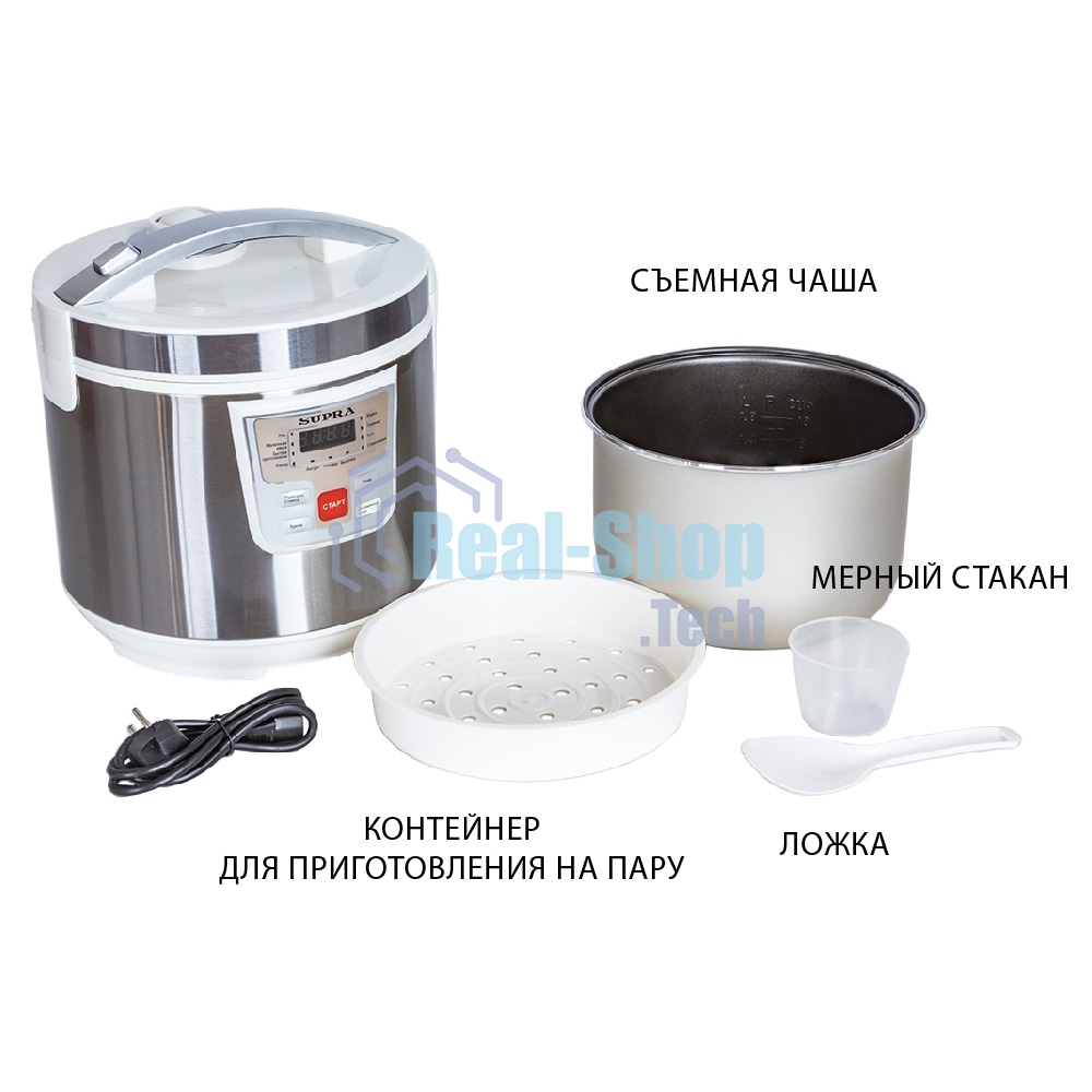 Мультиварка SUPRA MCS-4115 5 л, 900 Вт, 11 программ, серебристый/белый