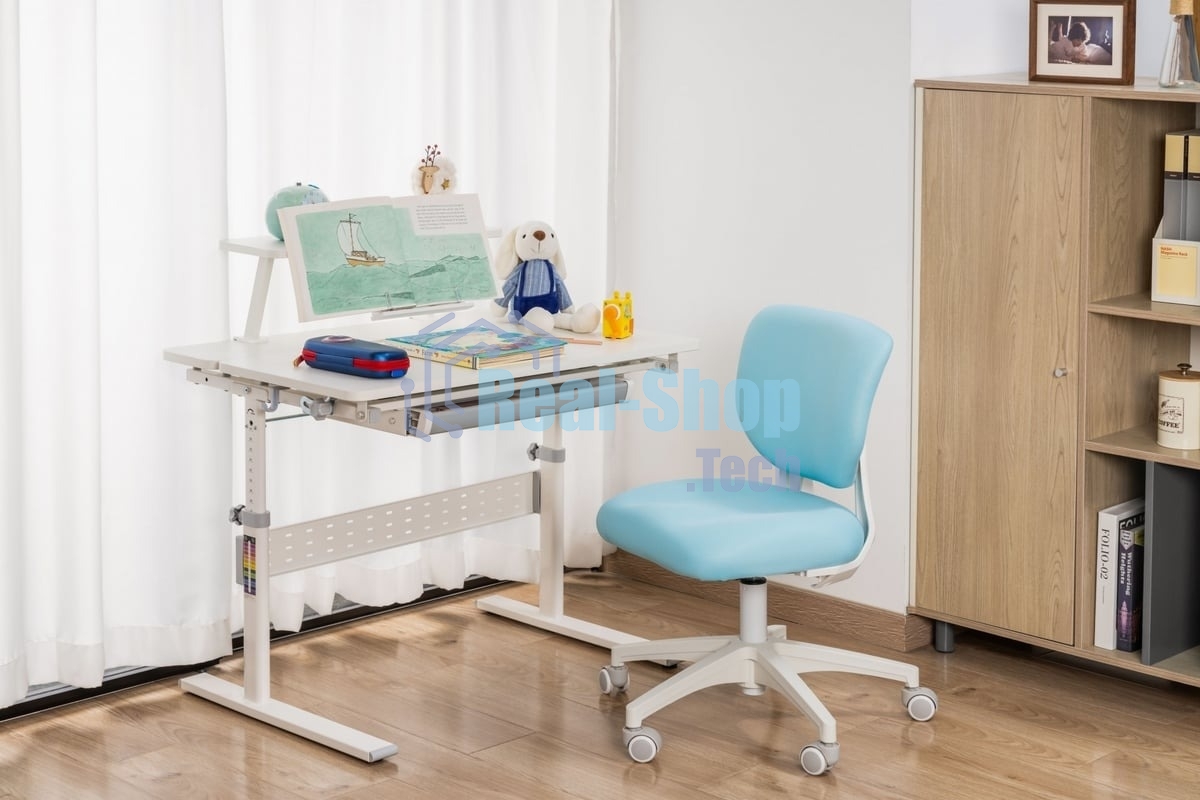 Кресло детское Cactus CS-CHR-3594BL голубой, крестов. пластик белый