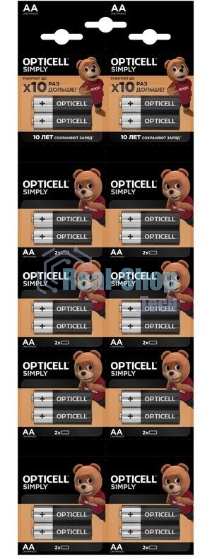 Элемент питания алкалиновый AA/LR6 отрывной набор HBDC (блист. 2штх10) (уп.20шт) Opticell 5050001